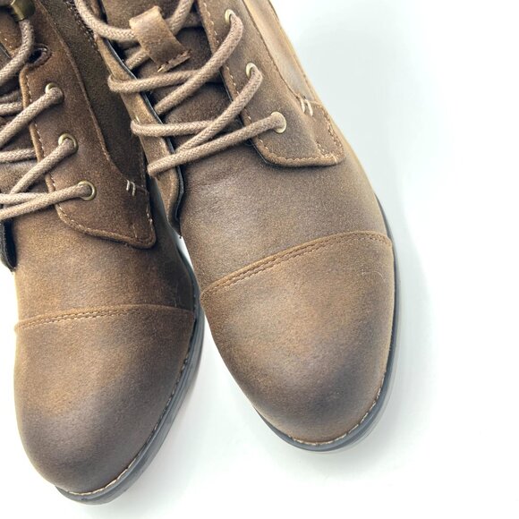 6.5W 6.5 WIDE WIDTH‎ Bella-Vita Womens Brown Lace Up Heeled Combat Boots Shoes - Picture 5 of 13
